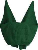 SweatyRocks Women's V Neck Tie Front Sleeveless Knit Crop Cami Tank Top - Image 2